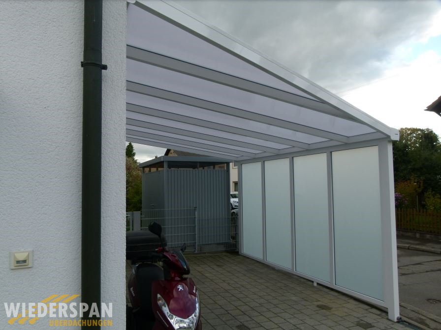 Carport WD180 5 x 3 m mit Polycarbonat-Eindeckung, Festverglasung Sicherheitsglas matt, Bobingen