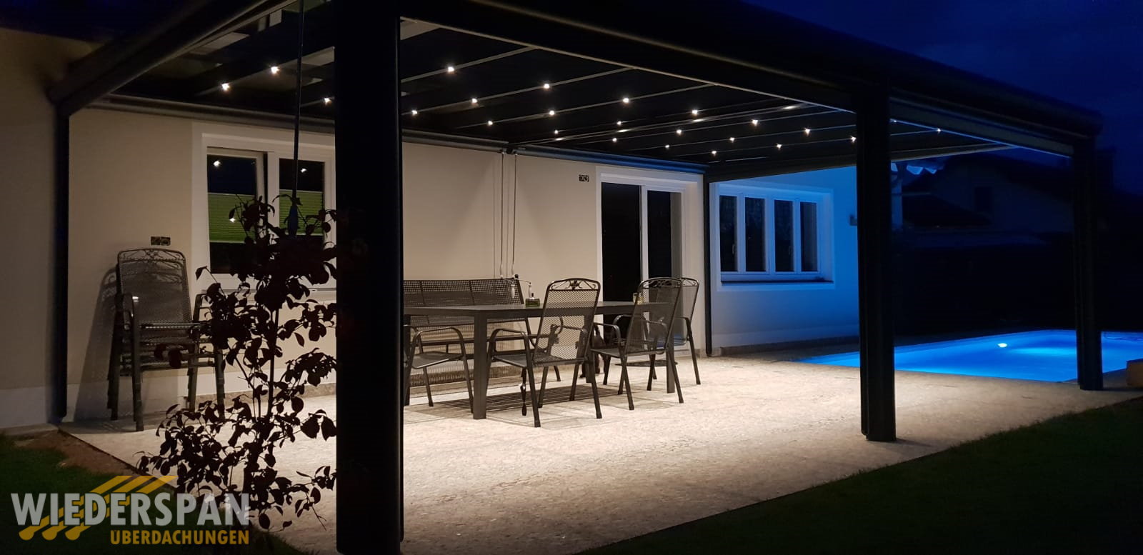 Terrassenüberdachung mit LED-Beleuchtung, WD200, 6,80 x 4,15 m, Untermeitingen