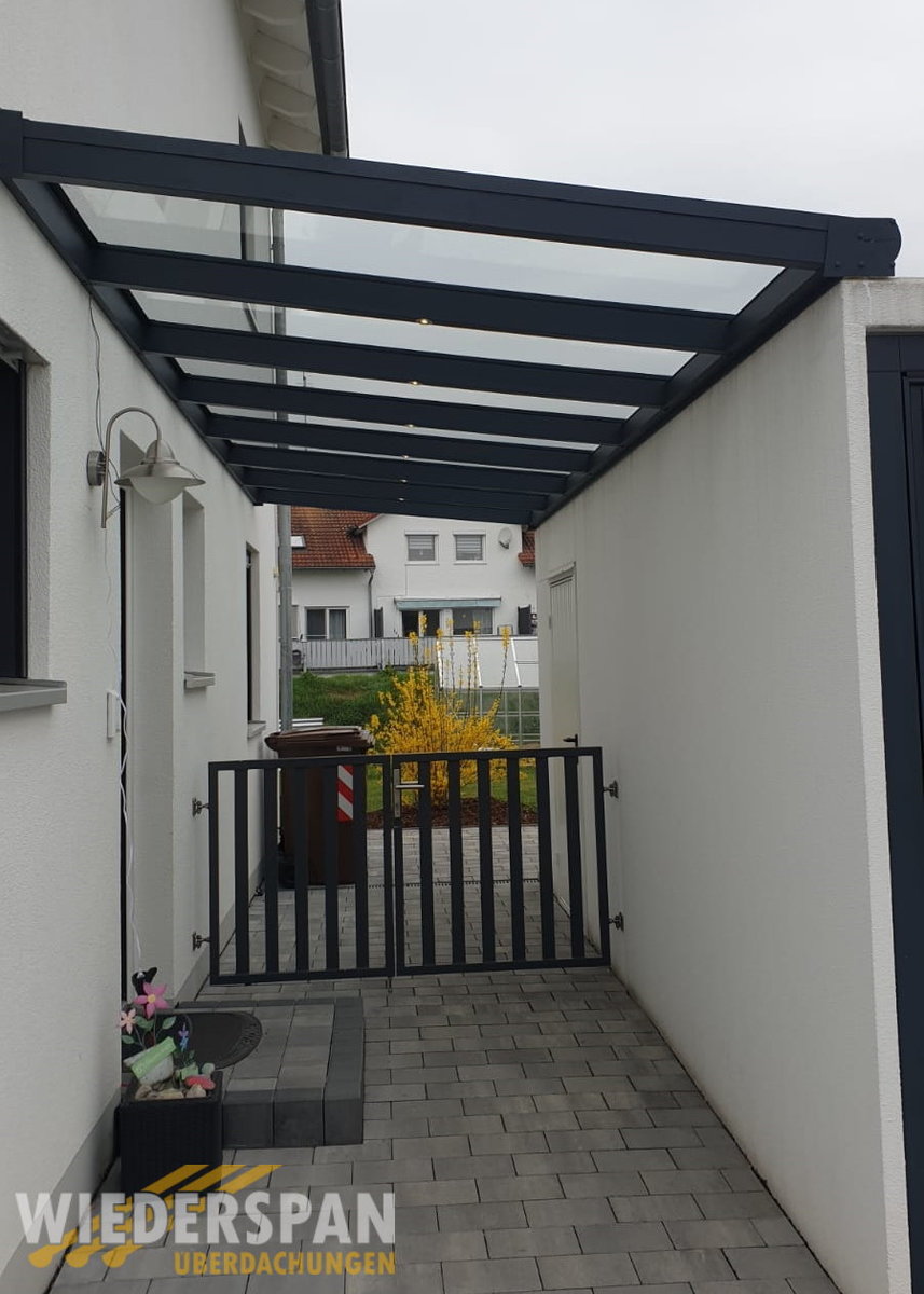 Hauseingangsüberdachung WD180 6 x 2,20 m, Vordach, Sonderkonstruktion mit LEDs, Diedorf